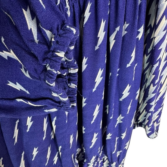 Sandro Lightning Bolt Bare Shoulder Crepe Midi Dress
Blue Kemila Size M - Picture 6 of 14